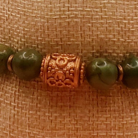African Jade Bronzite Copper Beaded Bracelet - Picture 4 of 5